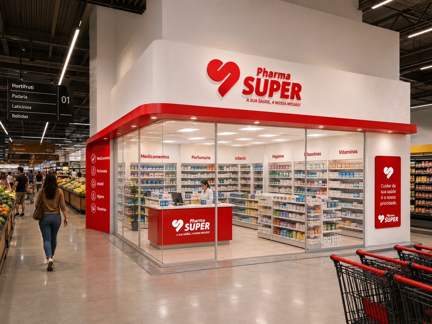  Montagem da farmácia dentro do supermercado
